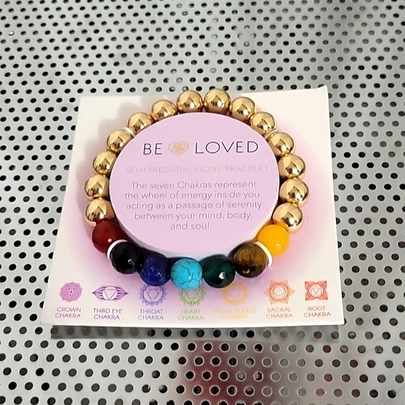 "Be Loved" stretch gemstone Chacra bracelet. - Picture 1 of 2
